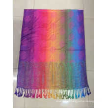 2016 МОДА Новый цвет радуги Жаккард дизайн вискоза Хиджаб Тудунг мусульманский шарф